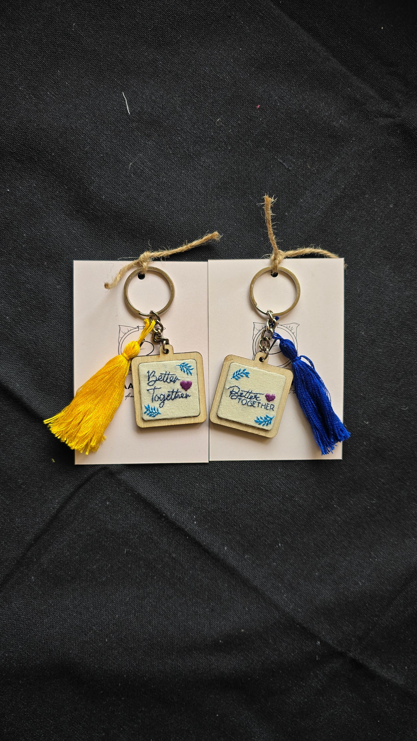 Embroidered Couple Keychains