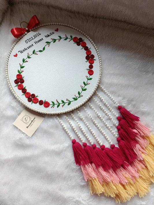 Welcome Home Embroidery Hand print hoop