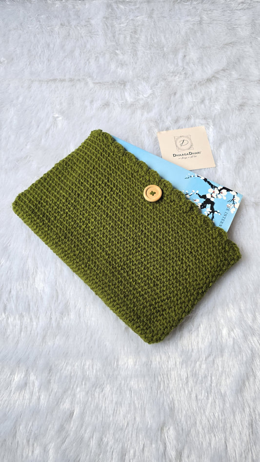 Handmade Crochet Book Sleeve | Olive Green Reader’s Protector