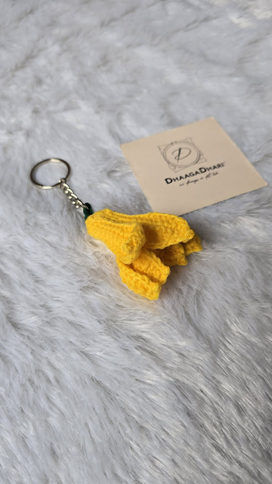 Handmade Crochet Chafa (Plumeria) Flower Keychain | Tropical Charm