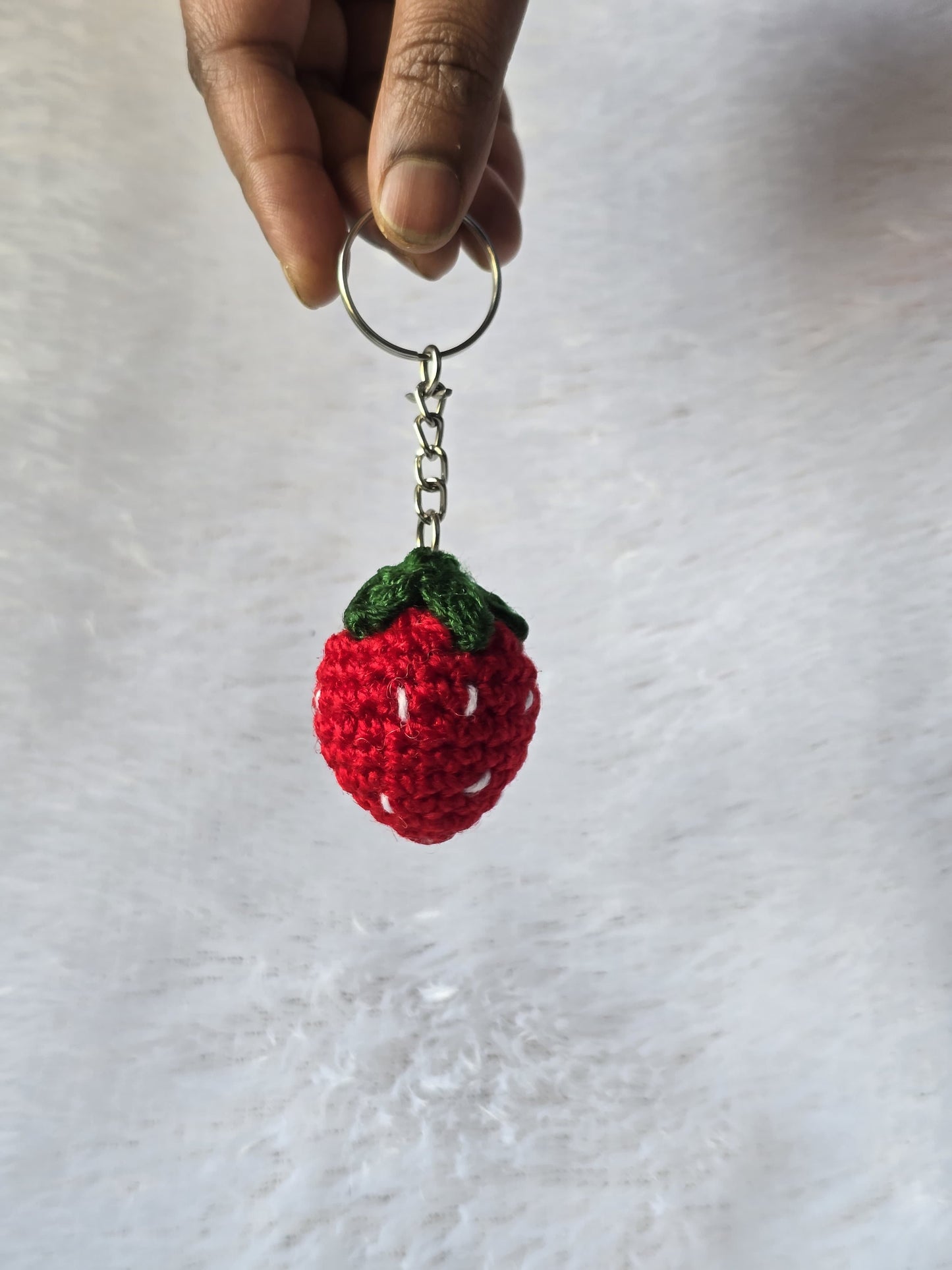 Crochet Strawberry Keychain