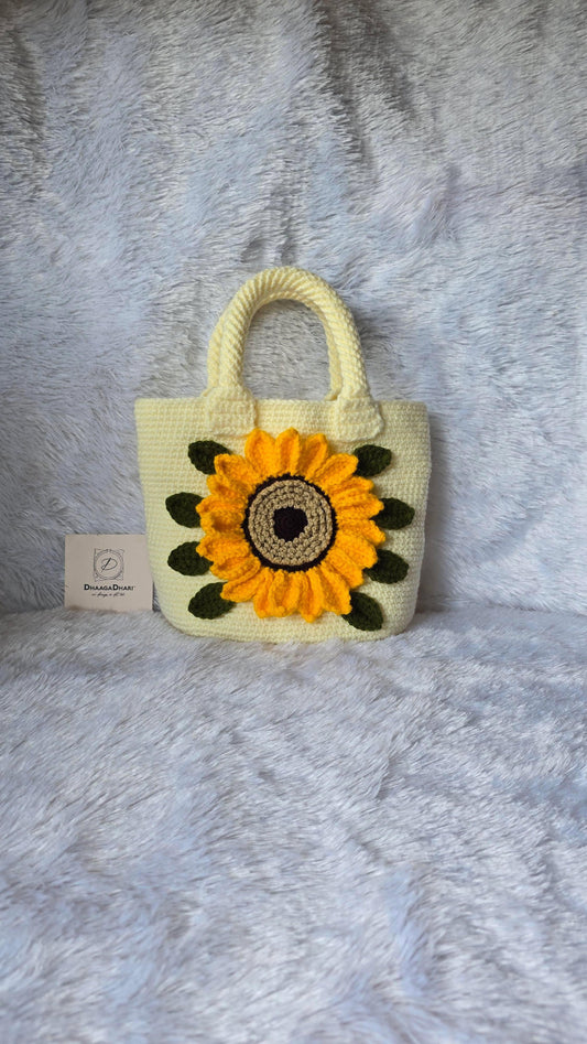 Handmade Crochet Sunflower Handbag