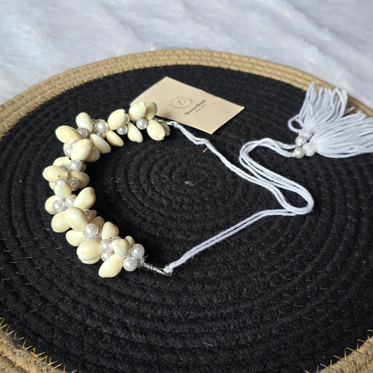 Handmade Shell Gajra – Festive Hair Accessory for Navratri | Wedding Look