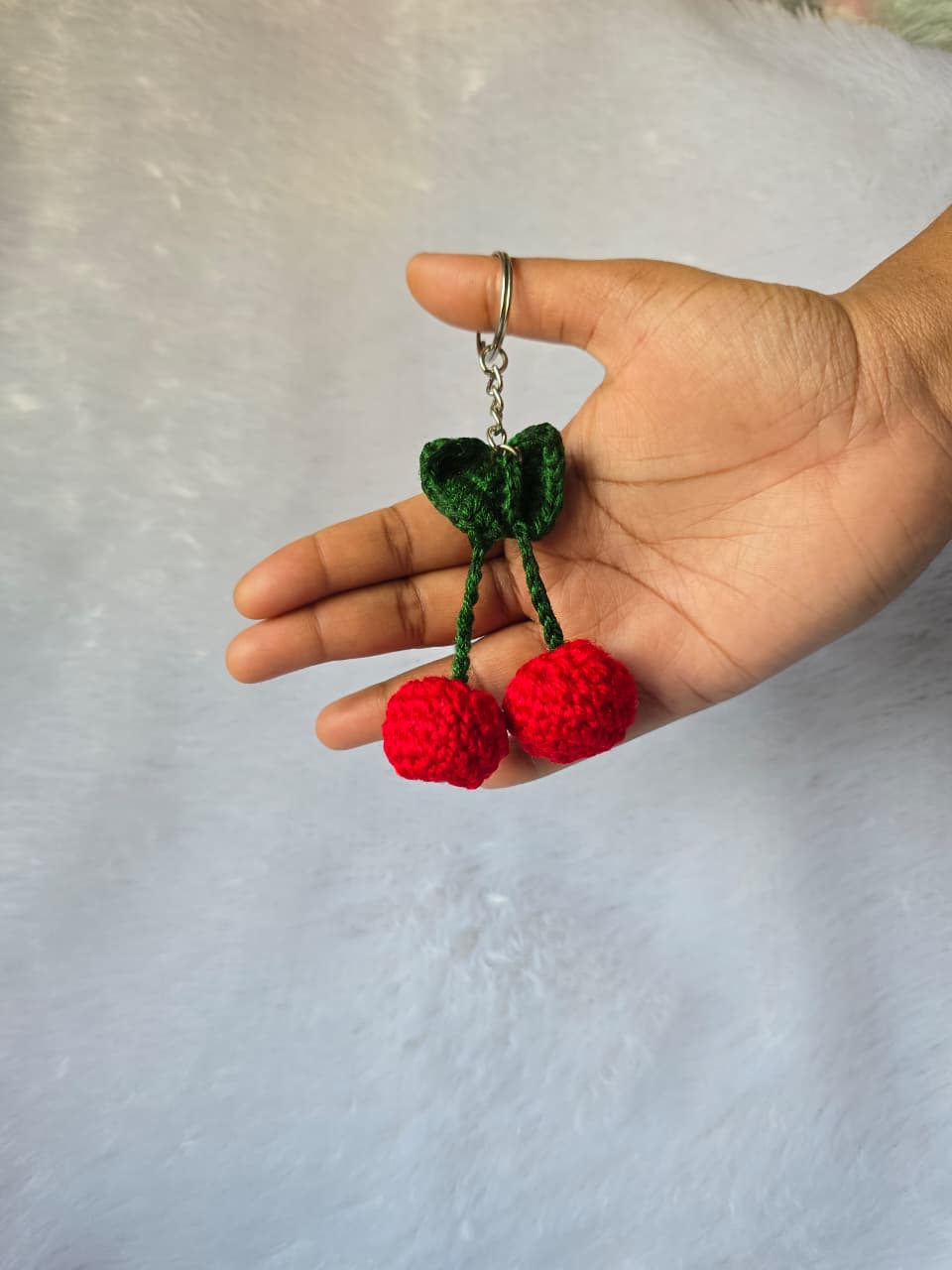 Crochet Cherry Keychain