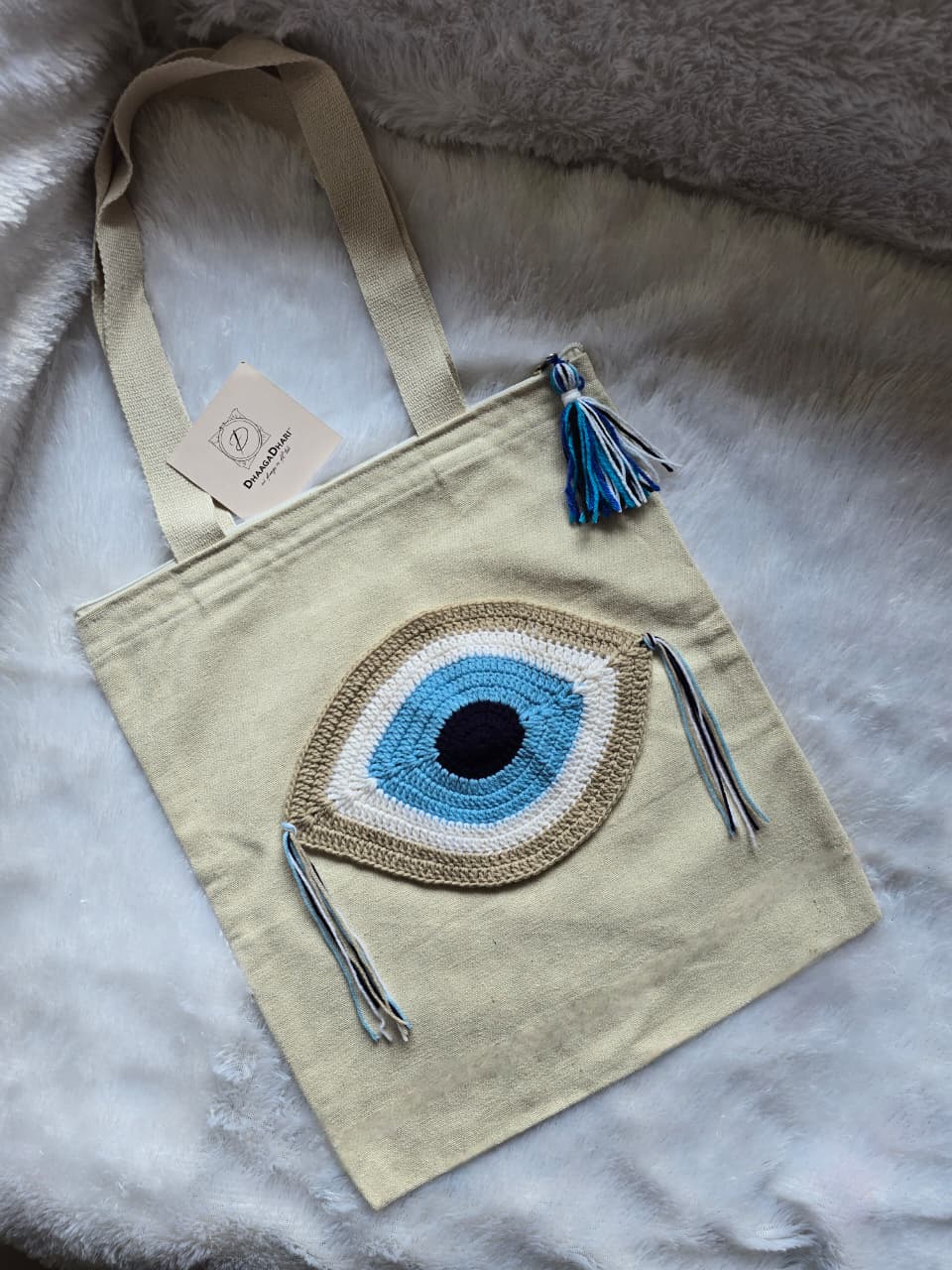 Crochet Evil Eye Tote Bag