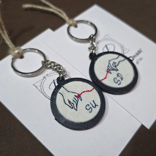 Embroidered Couple Keychains