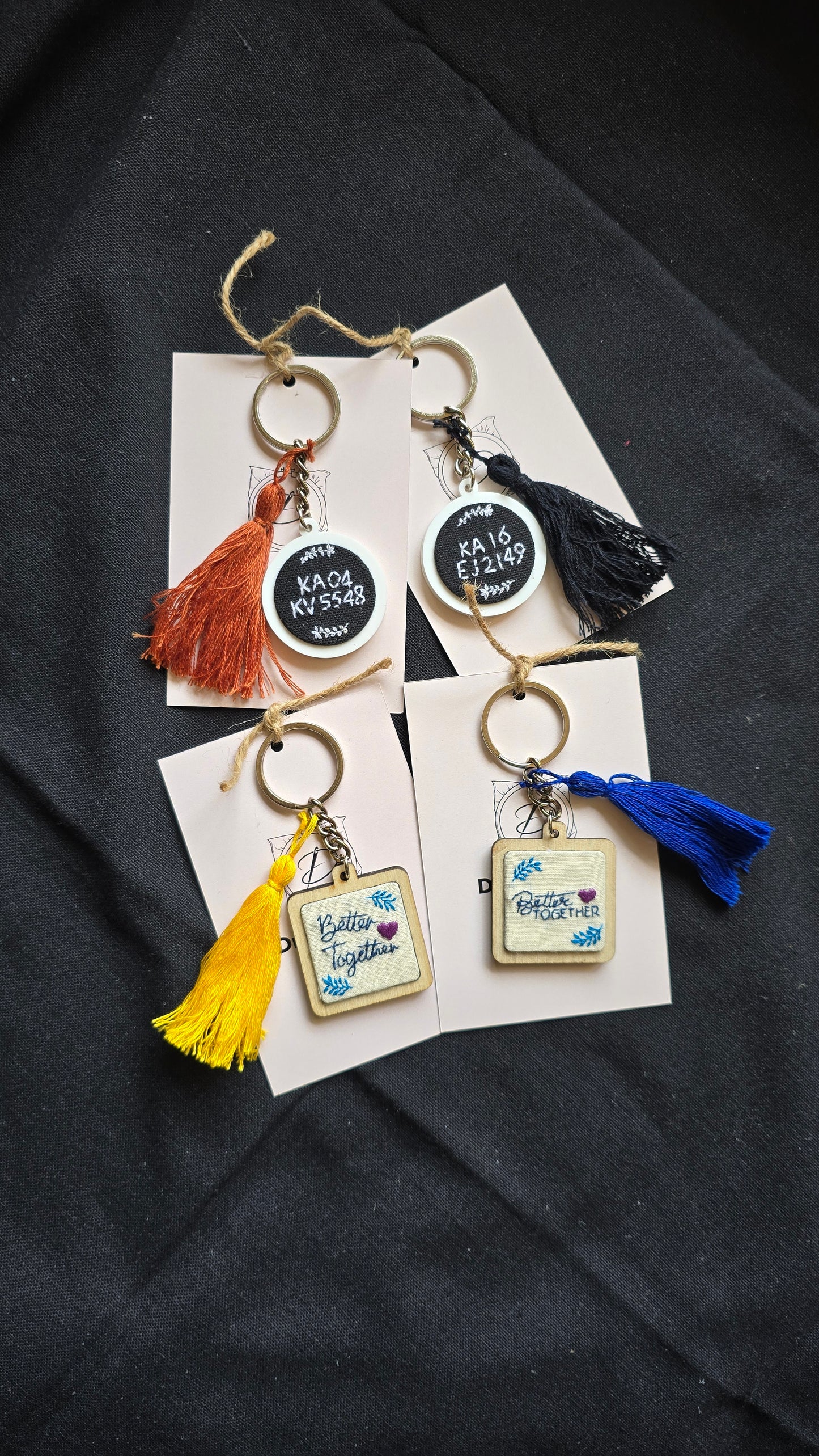 Embroidered Couple Keychains