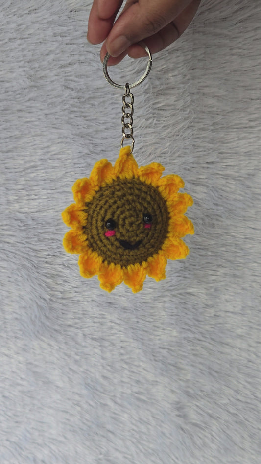 Sunflower Crochet Keychain