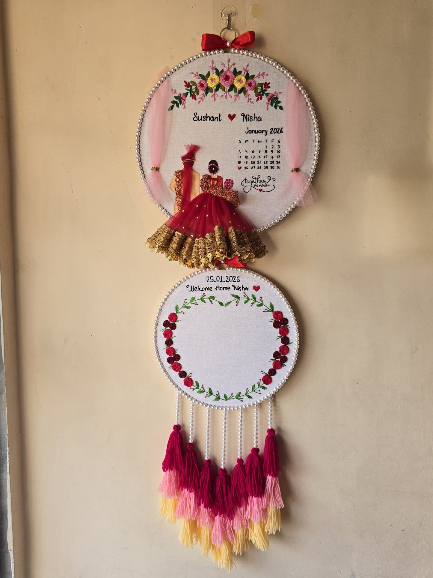 Double Layered Embroidery Wedding Hoop