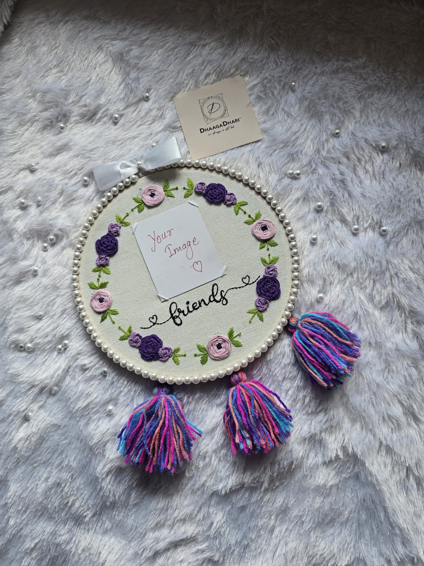 Personalized 8-inch Floral Embroidery Photo Frame