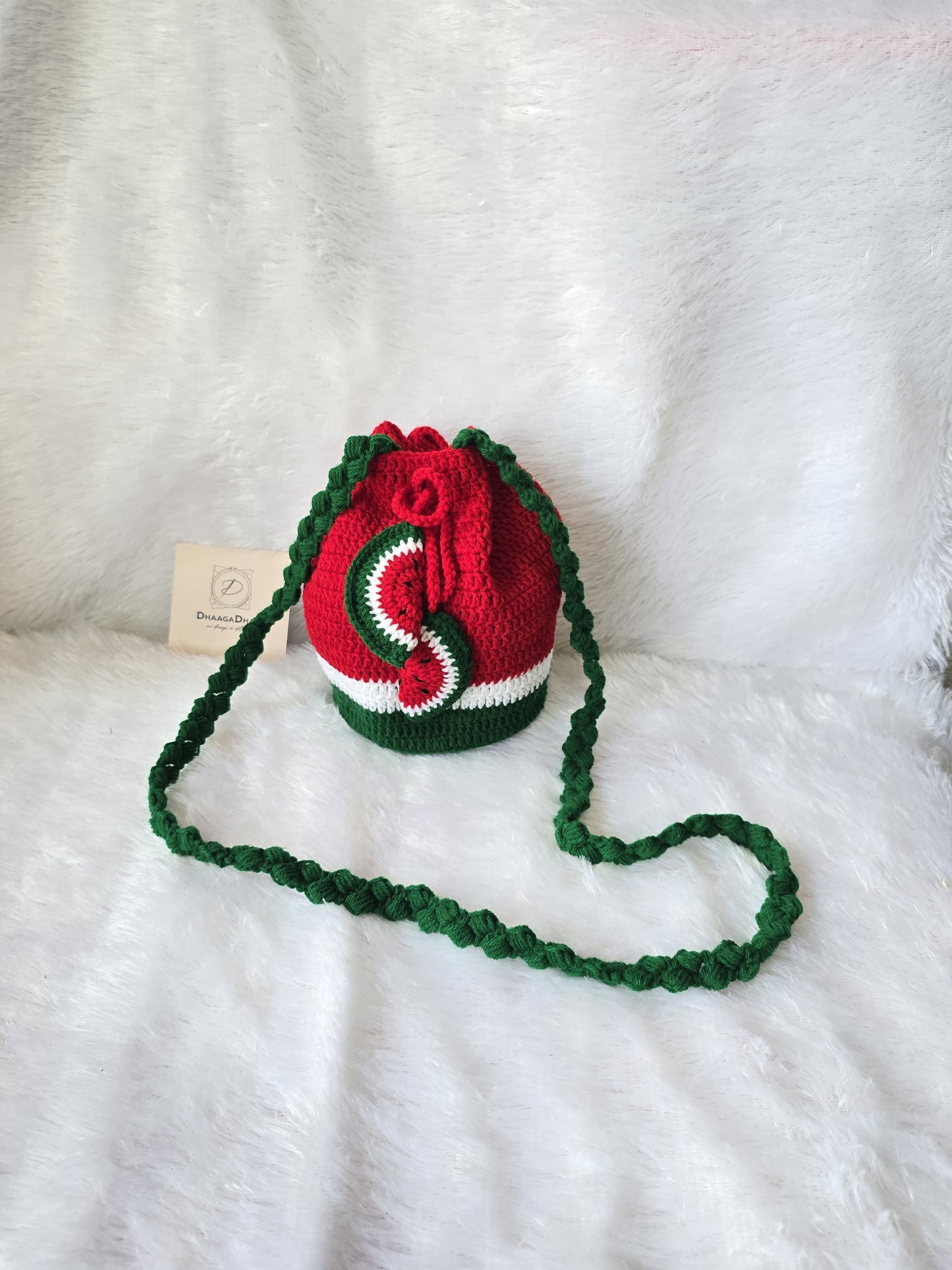 🍉 Sweet Summer Vibes: Hand-Crocheted Watermelon Sling Potli