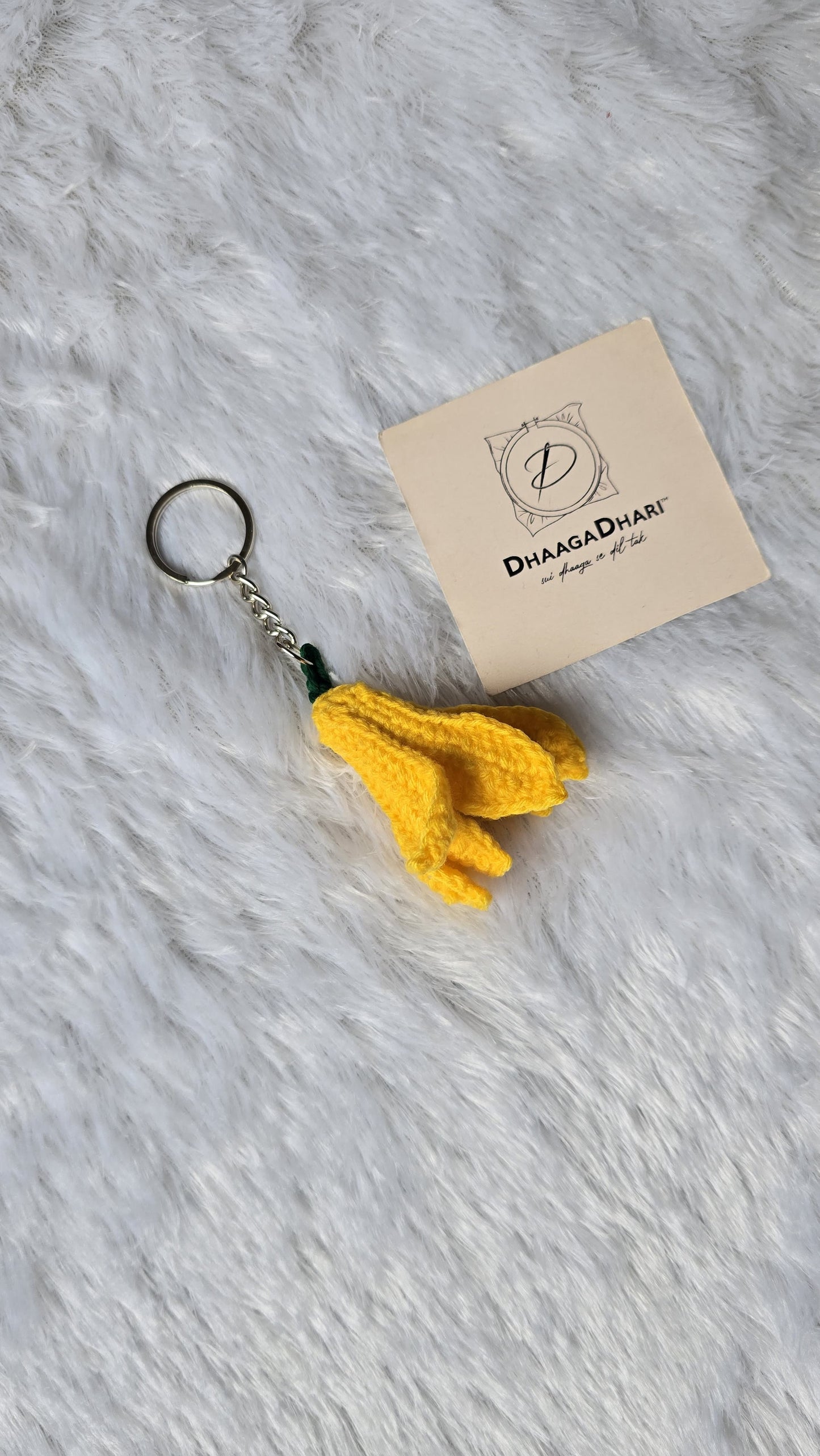 Handmade Crochet Chafa (Plumeria) Flower Keychain | Tropical Charm