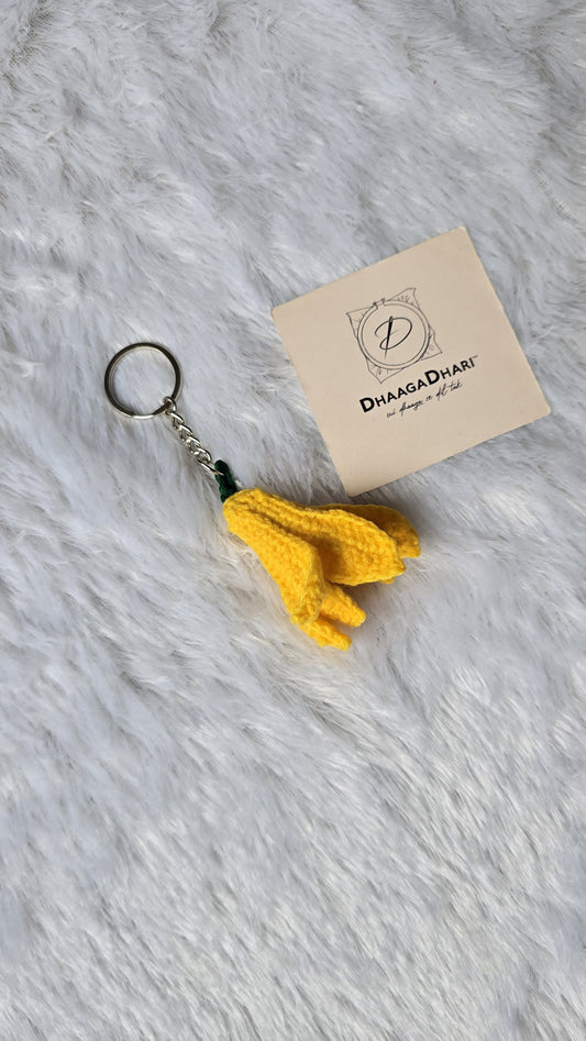 Handmade Crochet Chafa (Plumeria) Flower Keychain | Tropical Charm