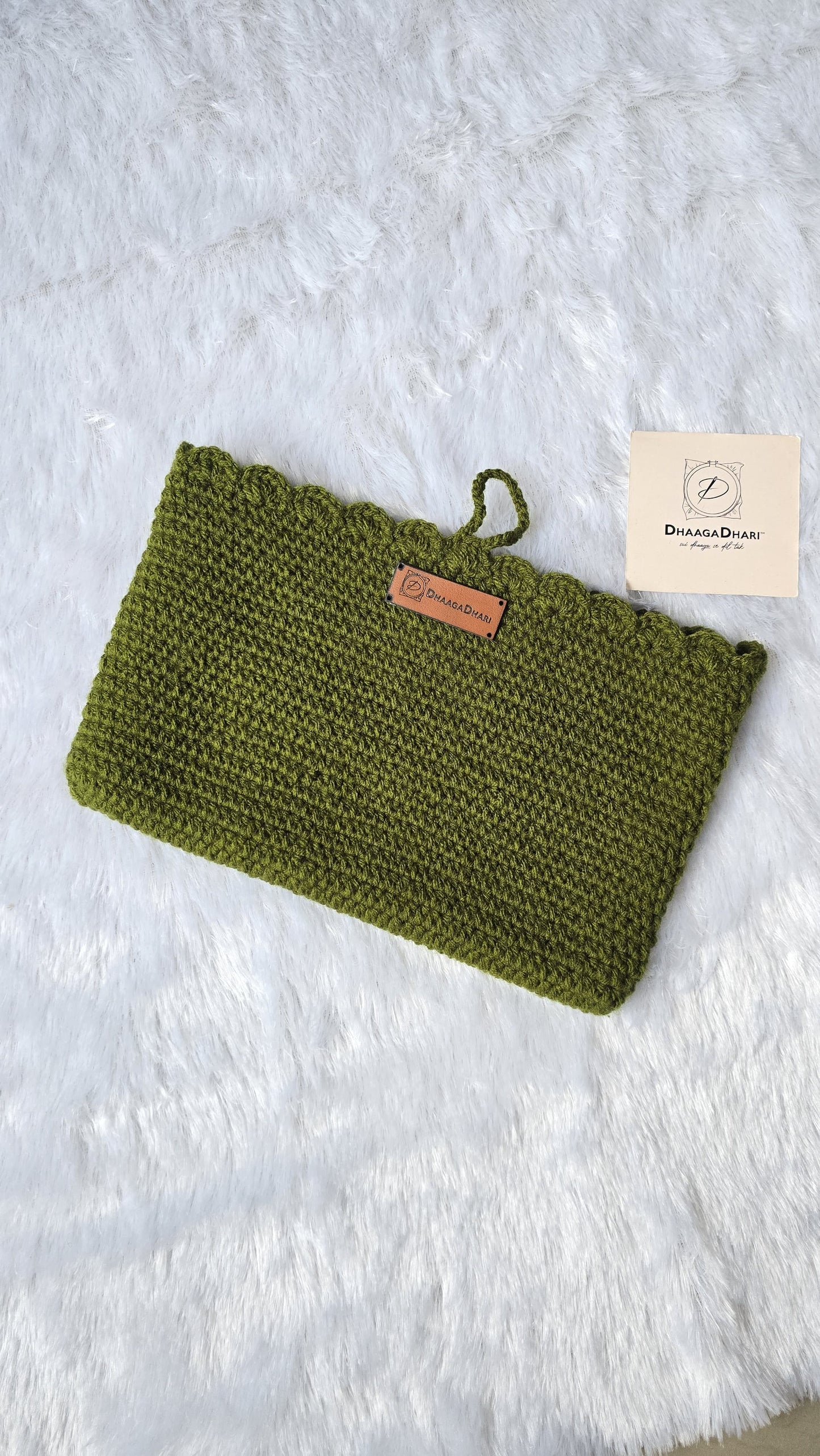 Handmade Crochet Book Sleeve | Olive Green Reader’s Protector