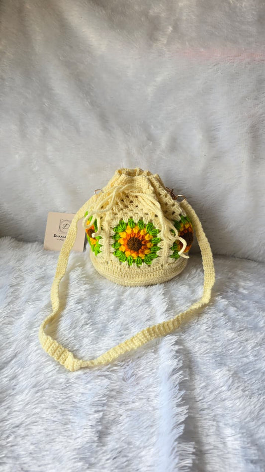 Sunflower Crochet Potli Bag