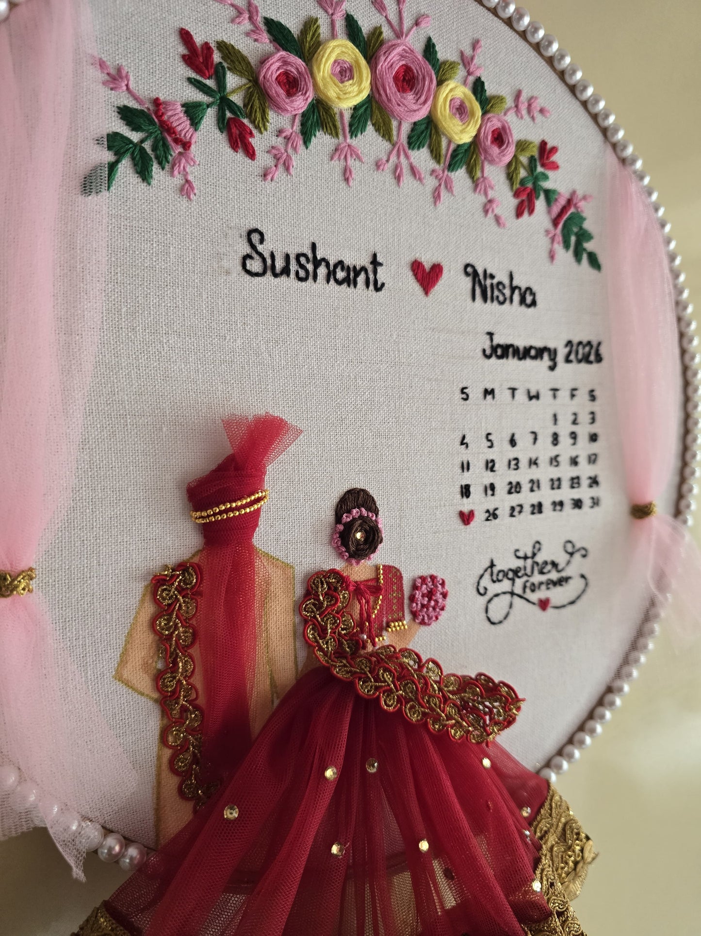 Double Layered Embroidery Wedding Hoop