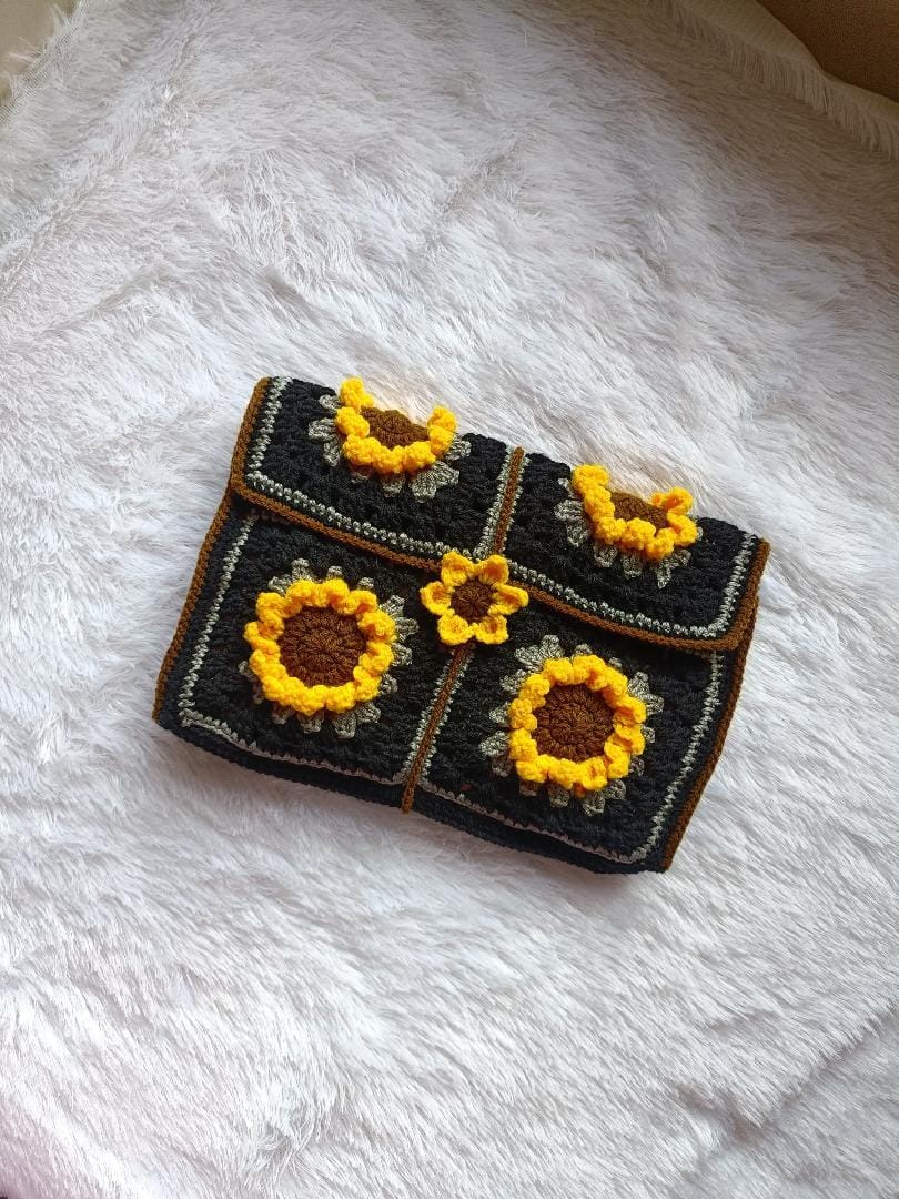 Sunflower Crochet Book Sleeve
