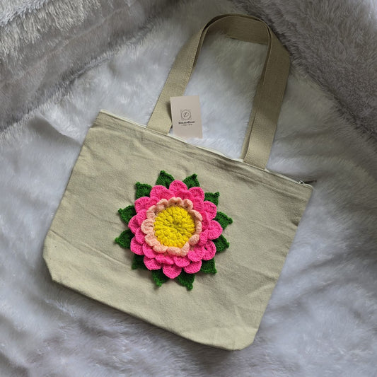 Crochet Lotus Tote Bag