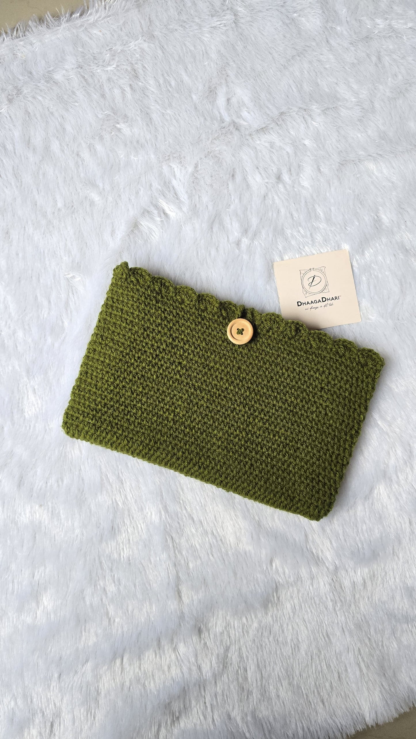 Handmade Crochet Book Sleeve | Olive Green Reader’s Protector