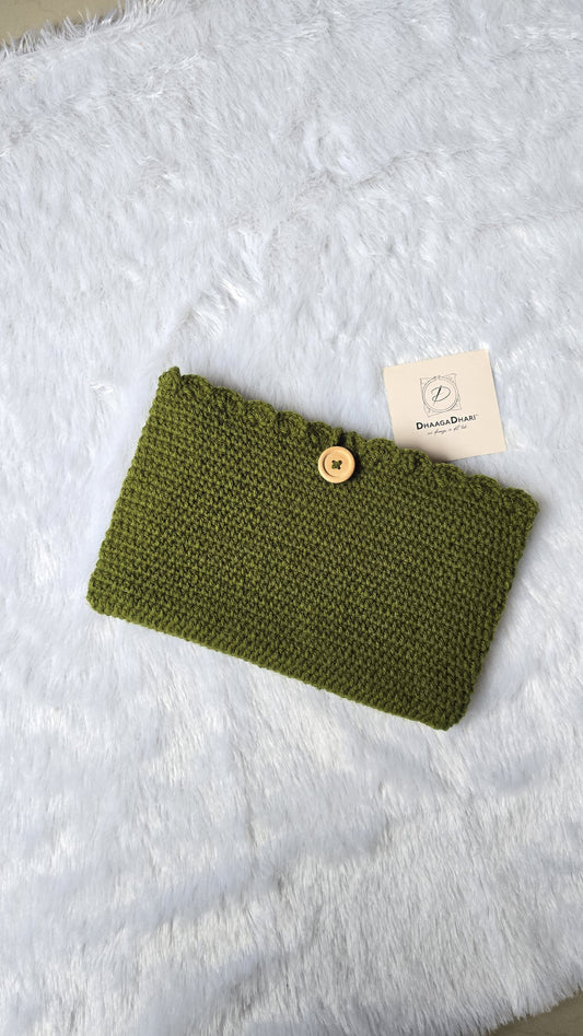 Handmade Crochet Book Sleeve | Olive Green Reader’s Protector
