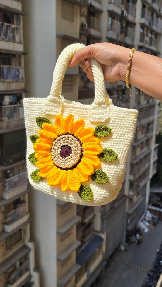 Handmade Crochet Sunflower Handbag