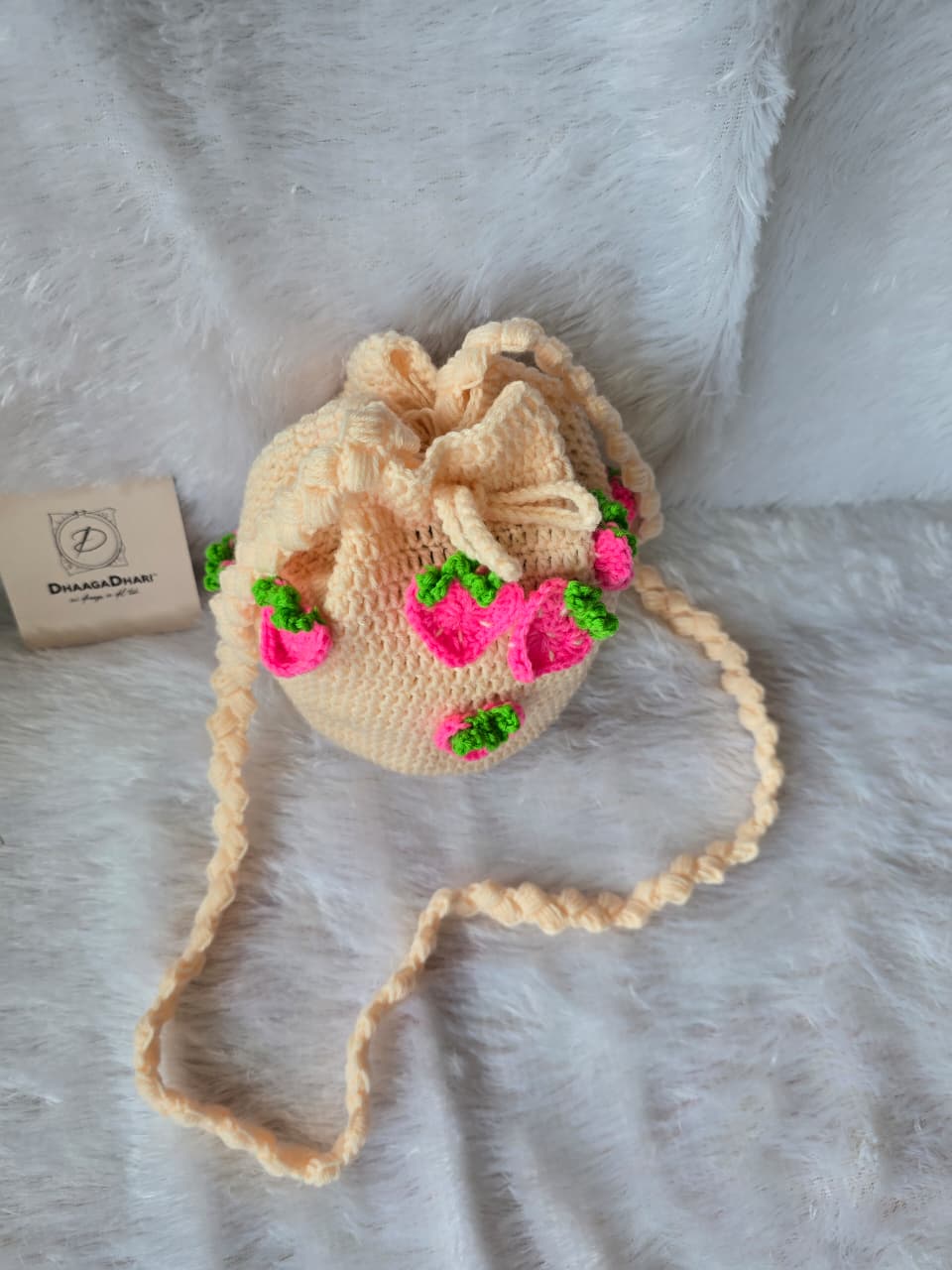 🍓 Berry Sweet: Hand-Crocheted Strawberry Sling Potli