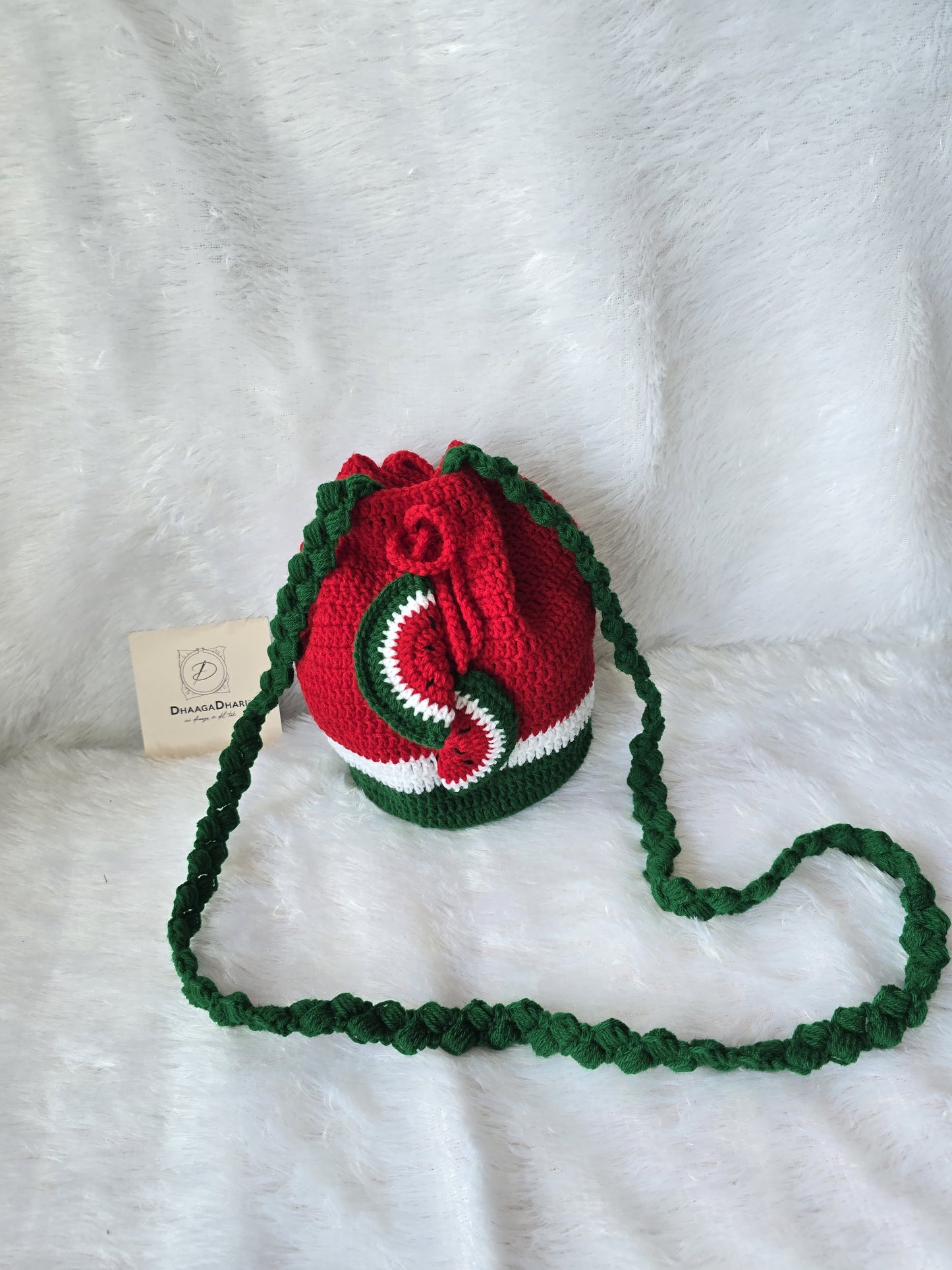 🍉 Sweet Summer Vibes: Hand-Crocheted Watermelon Sling Potli