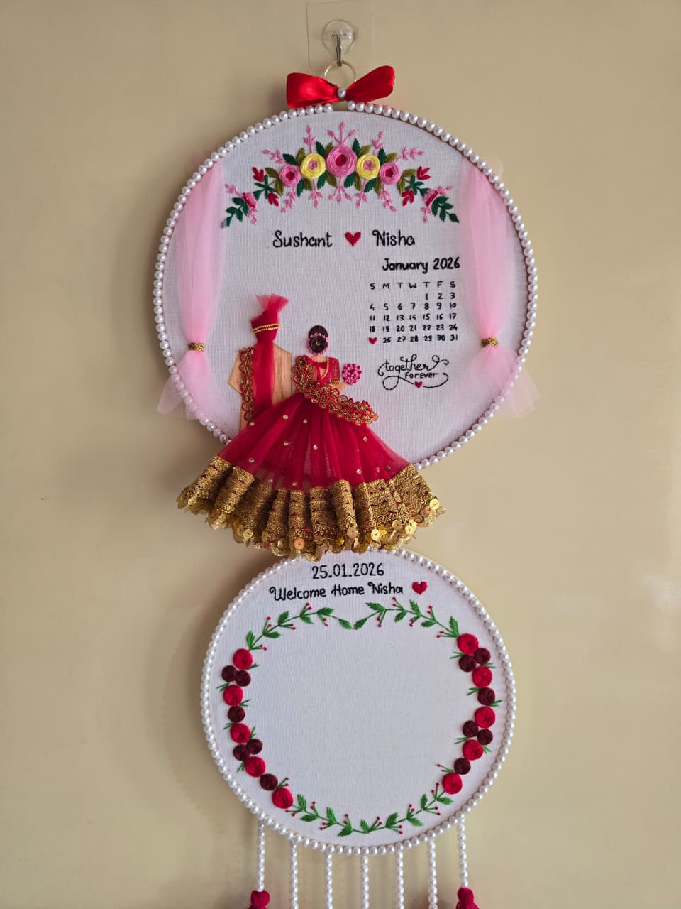 Double Layered Embroidery Wedding Hoop